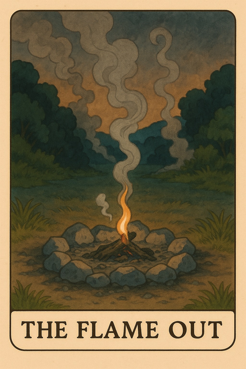 The Flame Out Oracle Card - Burnout, loss