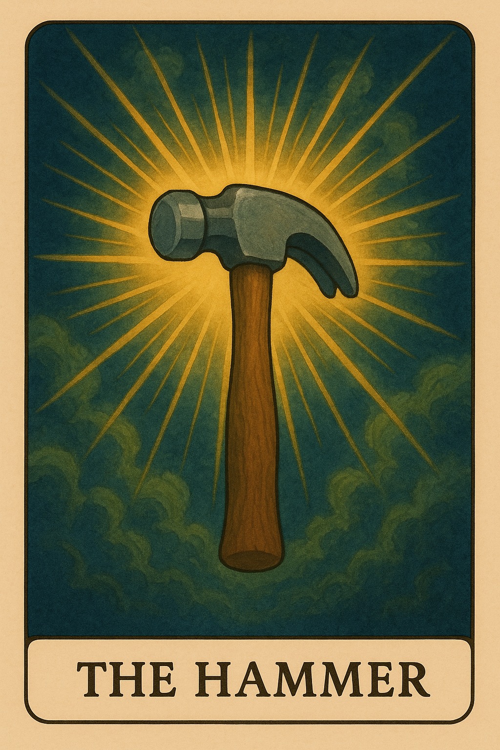 The Hammer Oracle Card - Willpower and force