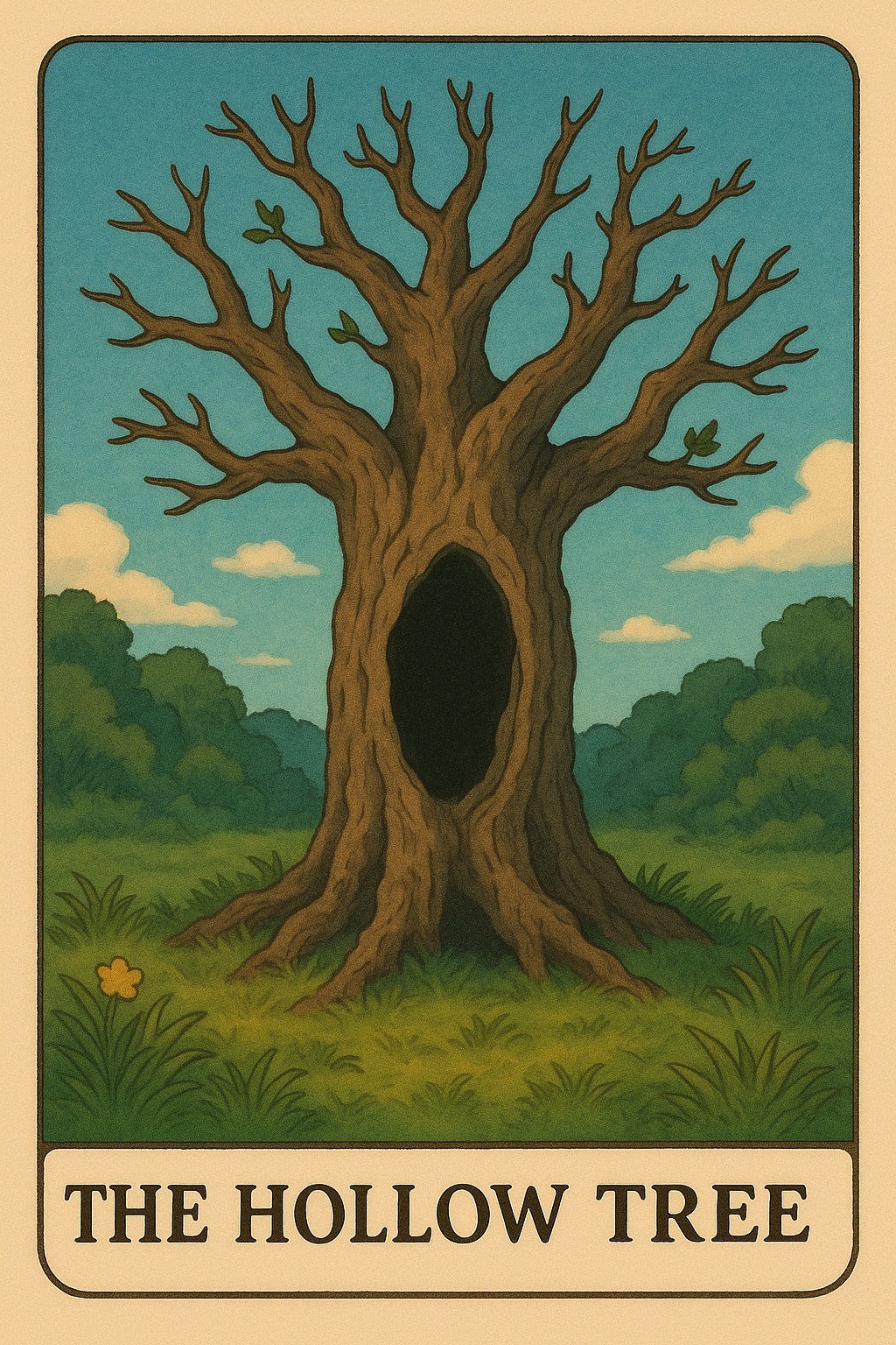 The Hollow Tree Oracle Card - Burnout or emptiness