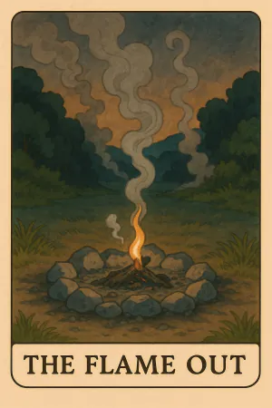 The Flame Out oracle card: Burnout, loss