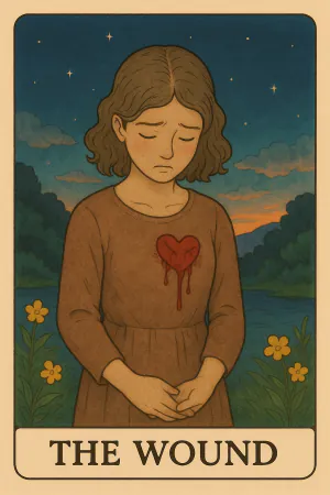 The Wound oracle card: Past pain, healing journey